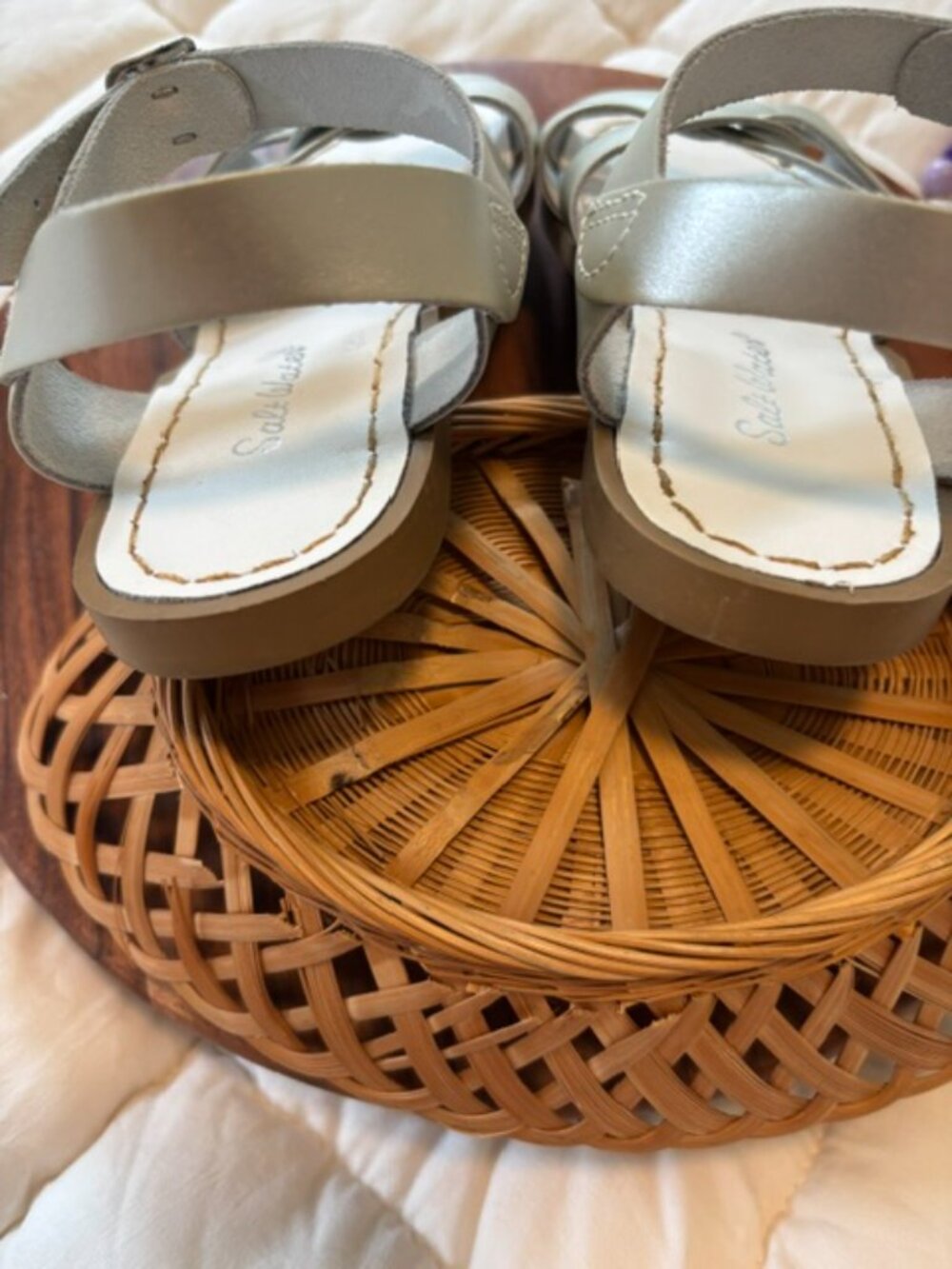 SaltWater Silver Sandals W8 - Picture 4 of 6